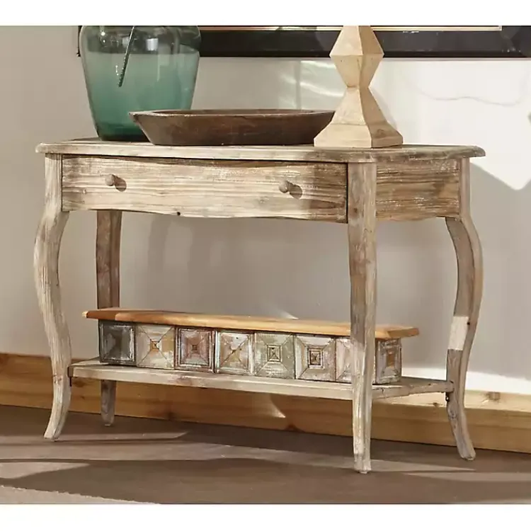 Kirklands Home Rustic Wood Curved Console Table Brown Discount