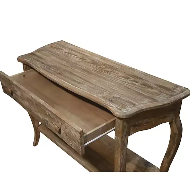 Kirklands Home Rustic Wood Curved Console Table Brown Discount