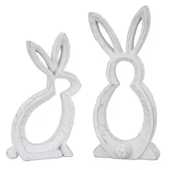 Easter Decorations>Kirklands Home Rustic Bunny Outline Statues, Set of 2 White