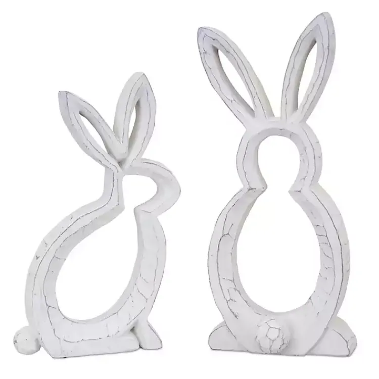 Easter Decorations>Kirklands Home Rustic Bunny Outline Statues, Set of 2 White