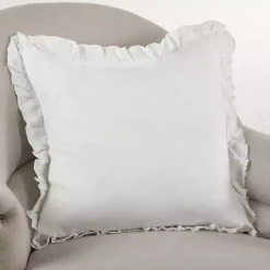 Pillows>Kirklands Home Rustic Cream Ruffled Edge Throw Pillow White