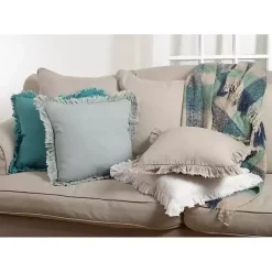 Pillows>Kirklands Home Rustic Cream Ruffled Edge Throw Pillow White