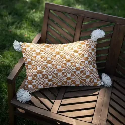 Kirklands Home Rustic Cross Stitch Outdoor Lumbar Pillow Hot