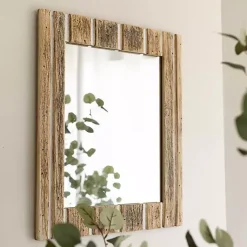 Kirklands Home Rustic Driftwood Striped Wall Mirror New