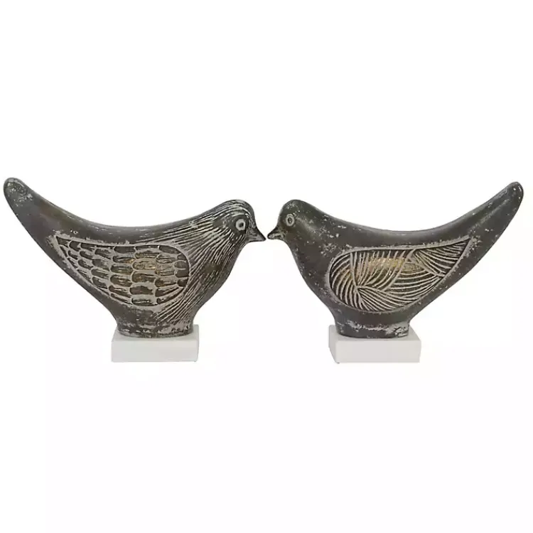 Statues & Figurines>Kirklands Home Rustic Etched Birds 2-pc. Figurine Set