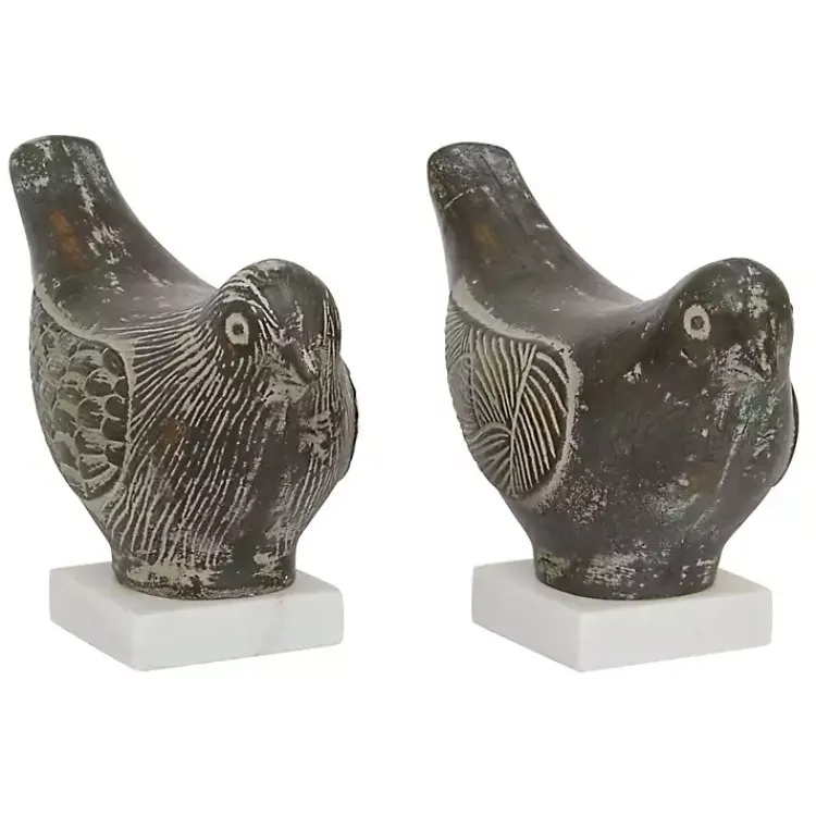 Statues & Figurines>Kirklands Home Rustic Etched Birds 2-pc. Figurine Set