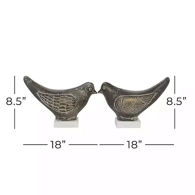 Statues & Figurines>Kirklands Home Rustic Etched Birds 2-pc. Figurine Set