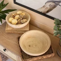 Decorative Bowls & Jars>Kirklands Home Rustic Forest Ivory Hand Carved 2-pc. Bowl Set Tan