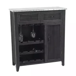 Kirklands Home Rustic Galvanized Top Wine Cabinet Black Outlet