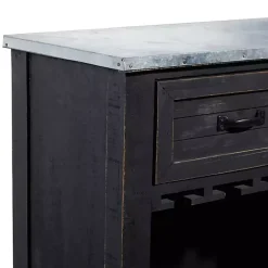 Kirklands Home Rustic Galvanized Top Wine Cabinet Black Outlet