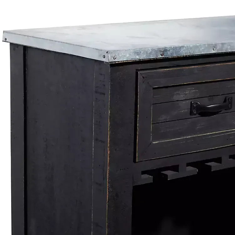 Kirklands Home Rustic Galvanized Top Wine Cabinet Black Outlet