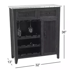Kirklands Home Rustic Galvanized Top Wine Cabinet Black Outlet