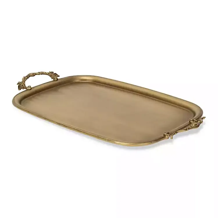 Decorative Trays>Kirklands Home Rustic Metal Decorative Tray Gold