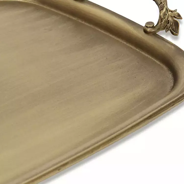 Decorative Trays>Kirklands Home Rustic Metal Decorative Tray Gold