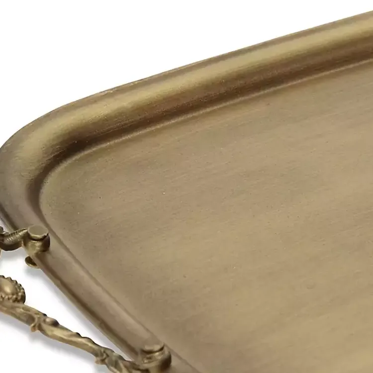 Decorative Trays>Kirklands Home Rustic Metal Decorative Tray Gold