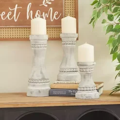 Candle Holders>Kirklands Home Rustic Gray Carved 3-pc. Candle Holder Set