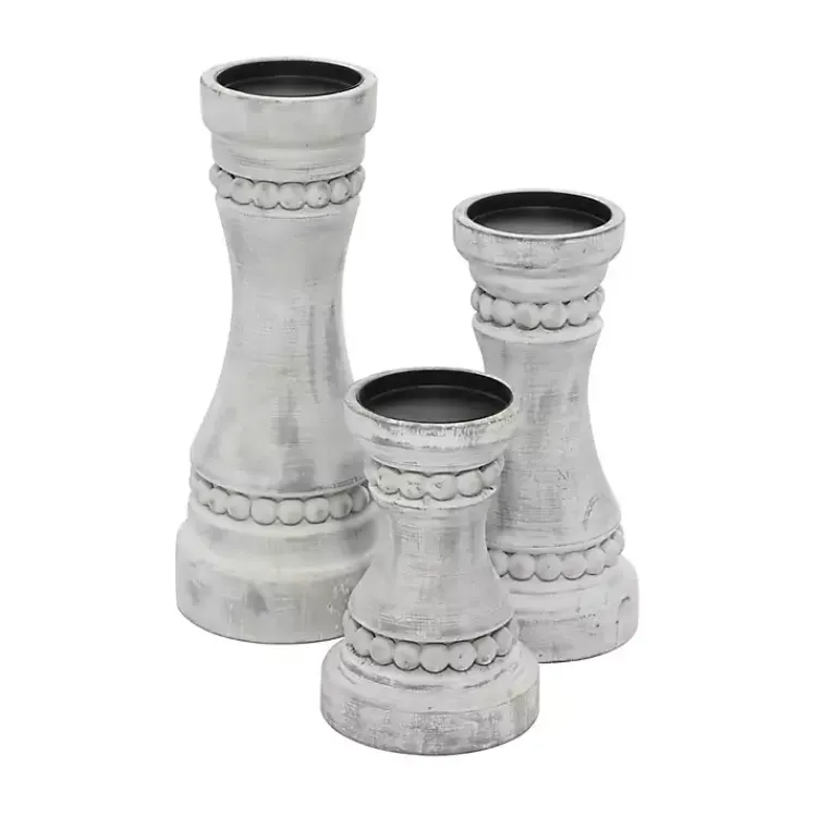 Candle Holders>Kirklands Home Rustic Gray Carved 3-pc. Candle Holder Set