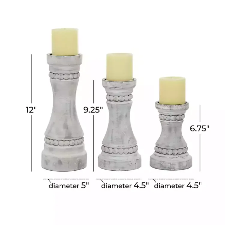 Candle Holders>Kirklands Home Rustic Gray Carved 3-pc. Candle Holder Set