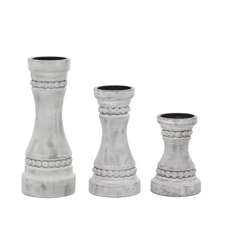 Candle Holders>Kirklands Home Rustic Gray Carved 3-pc. Candle Holder Set