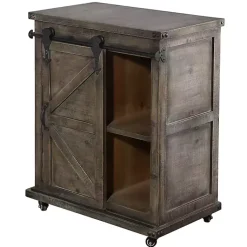 Kirklands Home Rustic Fir Wood Rolling Barn Door Cabinet Gray