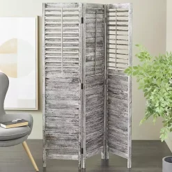 Decorative Accents>Kirklands Home Rustic Shutter Trifold Room Divider Gray