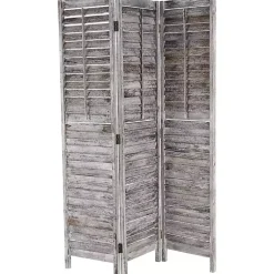 Decorative Accents>Kirklands Home Rustic Shutter Trifold Room Divider Gray