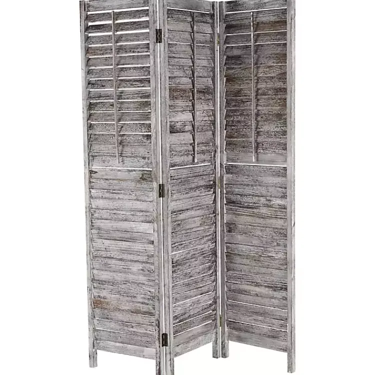 Decorative Accents>Kirklands Home Rustic Shutter Trifold Room Divider Gray