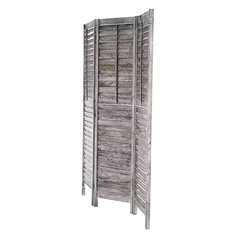 Decorative Accents>Kirklands Home Rustic Shutter Trifold Room Divider Gray