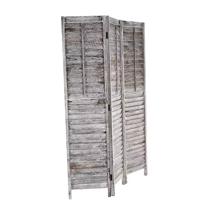 Decorative Accents>Kirklands Home Rustic Shutter Trifold Room Divider Gray