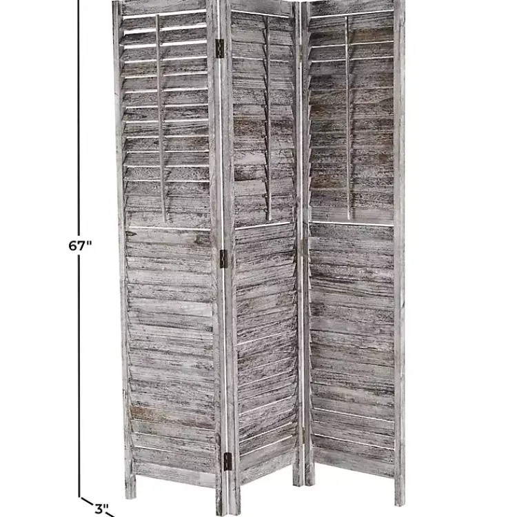 Decorative Accents>Kirklands Home Rustic Shutter Trifold Room Divider Gray