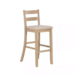 Kirklands Home Rustic Graywash Wood Upholstered Bar Stool Brown