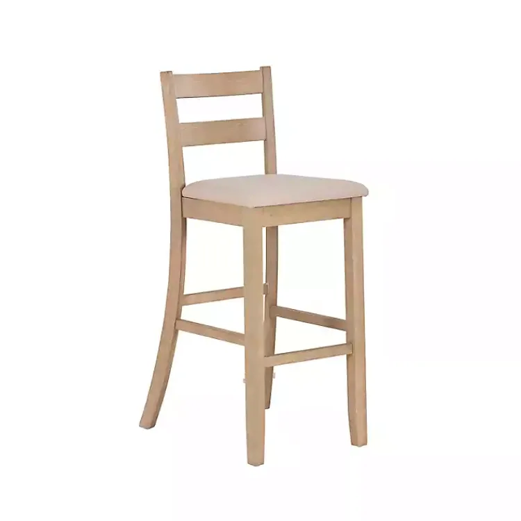 Kirklands Home Rustic Graywash Wood Upholstered Bar Stool Brown