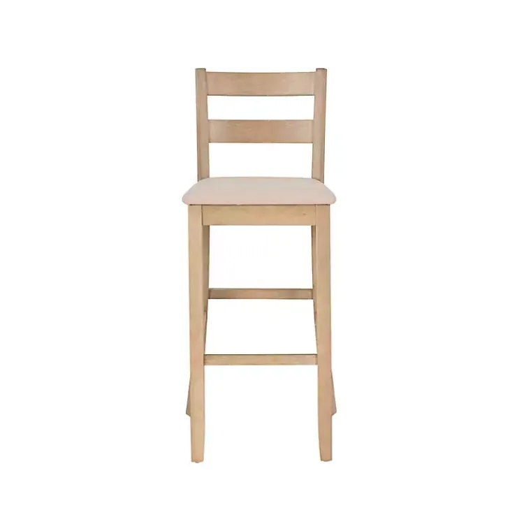 Kirklands Home Rustic Graywash Wood Upholstered Bar Stool Brown