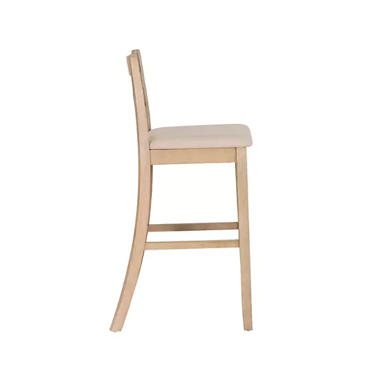 Kirklands Home Rustic Graywash Wood Upholstered Bar Stool Brown
