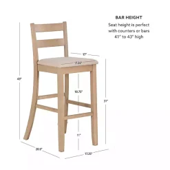 Kirklands Home Rustic Graywash Wood Upholstered Bar Stool Brown