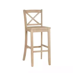 Kirklands Home Rustic Graywash Wood X Back Bar Stool Brown Hot