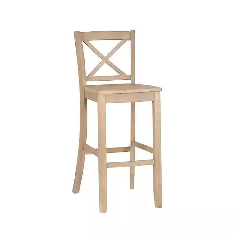 Kirklands Home Rustic Graywash Wood X Back Bar Stool Brown Hot
