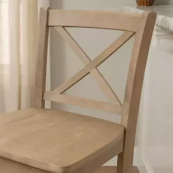 Kirklands Home Rustic Graywash Wood X Back Bar Stool Brown Hot