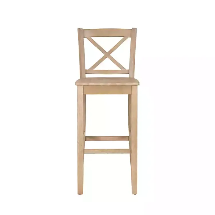 Kirklands Home Rustic Graywash Wood X Back Bar Stool Brown Hot