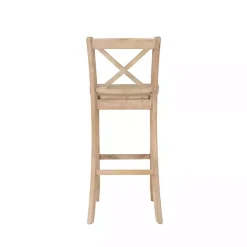 Kirklands Home Rustic Graywash Wood X Back Bar Stool Brown Hot