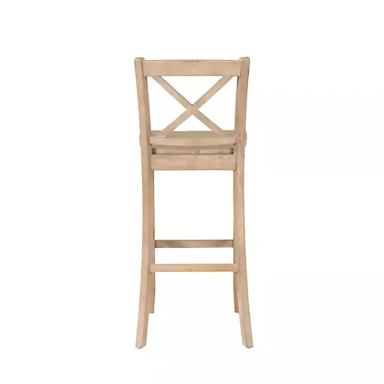Kirklands Home Rustic Graywash Wood X Back Bar Stool Brown Hot