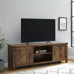 Kirklands Home Rustic Oak Barn Door TV Stand Brown Sale