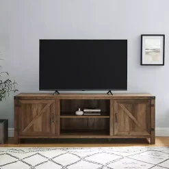 Kirklands Home Rustic Oak Barn Door TV Stand Brown Sale