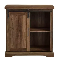 Kirklands Home Rustic Oak Grooved Sliding Barn Door Cabinet Brown Discount