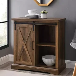 Kirklands Home Rustic Oak Sliding Barn Door Cabinet Brown Online