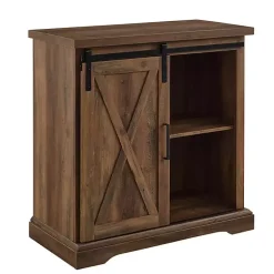 Kirklands Home Rustic Oak Sliding Barn Door Cabinet Brown Online