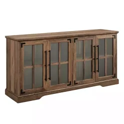 Kirklands Home Rustic Oak Window 4-Door TV Stand Brown Hot