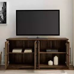 Kirklands Home Rustic Oak Window 4-Door TV Stand Brown Hot