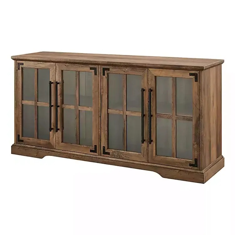 Kirklands Home Rustic Oak Window 4-Door TV Stand Brown Hot
