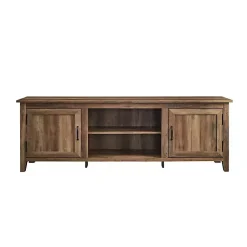 Kirklands Home Rustic Oak Wood Grooved Door TV Stand Brown Best